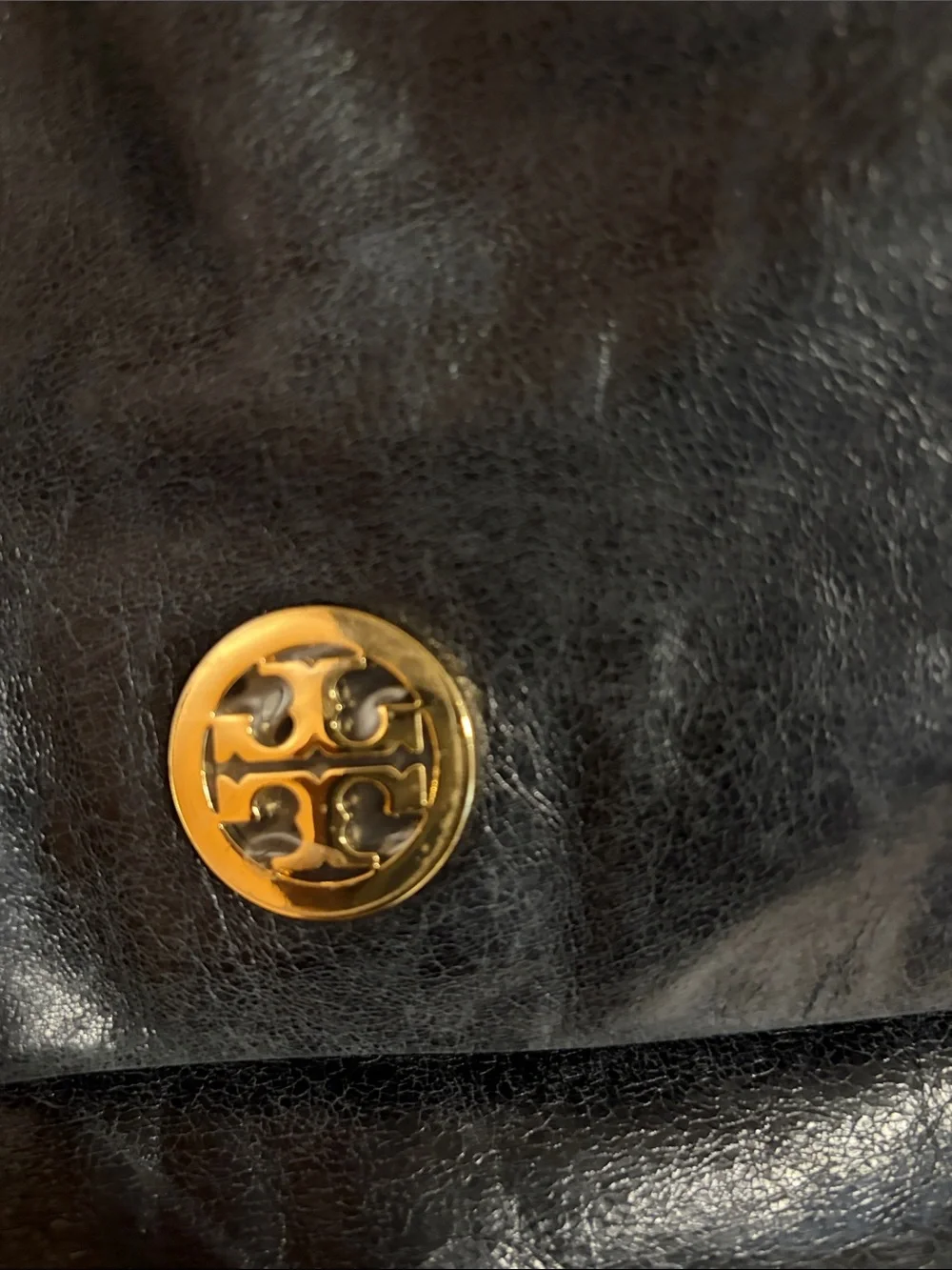 Tory Burch Vintage Dena Black Leather 3in 1 Foldover approx 12”x8”x1.5”